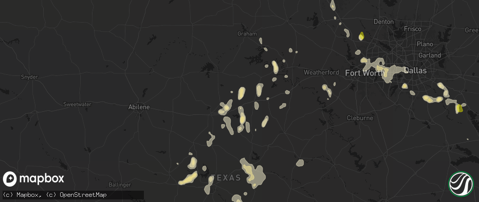 Hail map in Ranger, TX on May 24, 2026