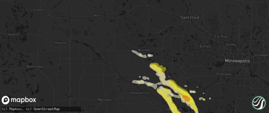 Hail map in Raymond, MN on May 24, 2026