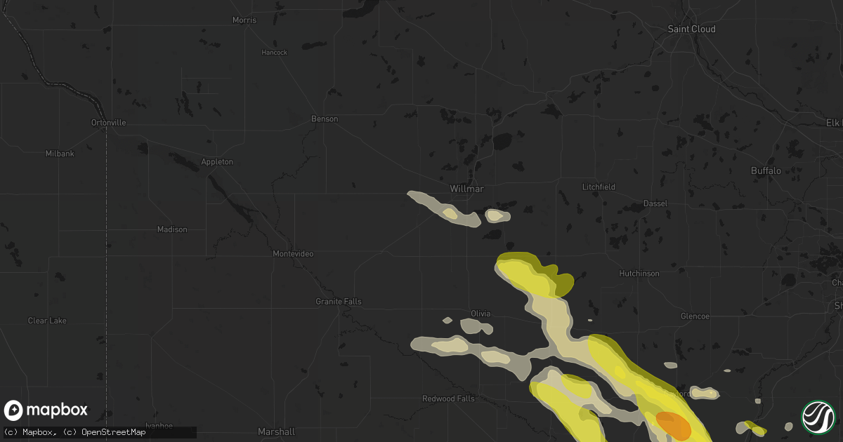 Hail map in Raymond, MN on May 24, 2026