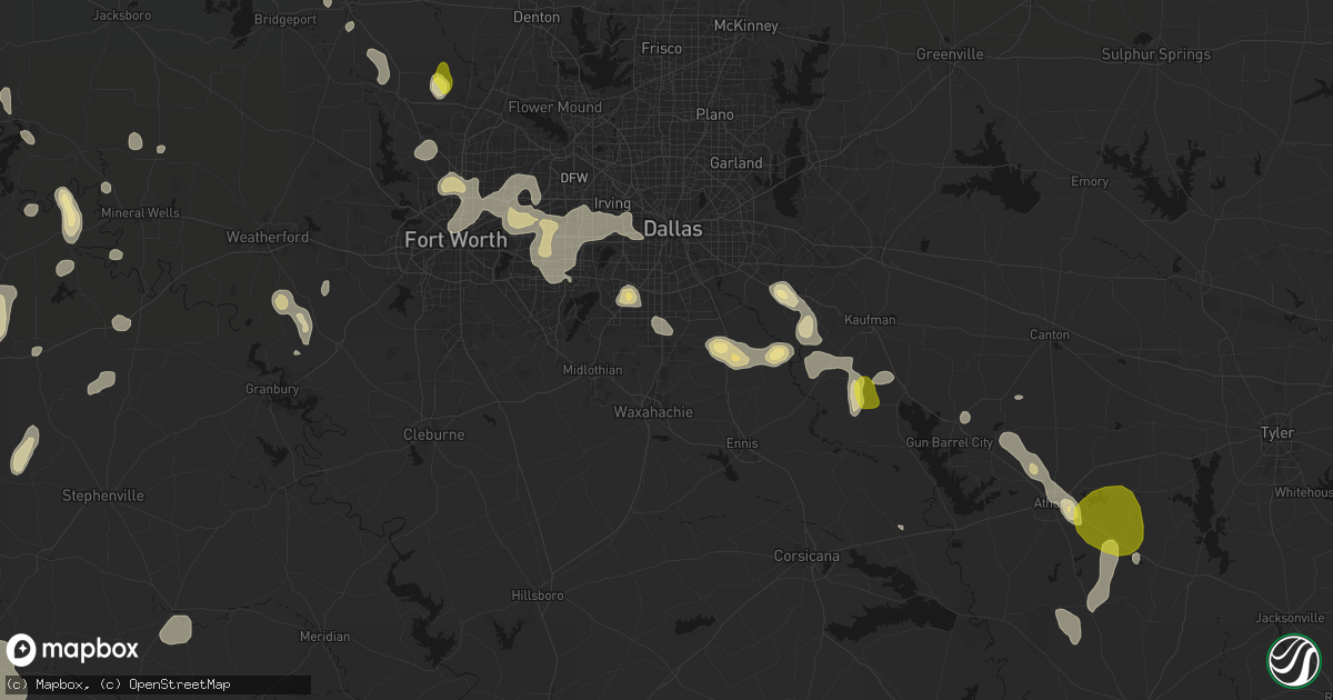 Hail map in Red Oak, TX on May 24, 2026