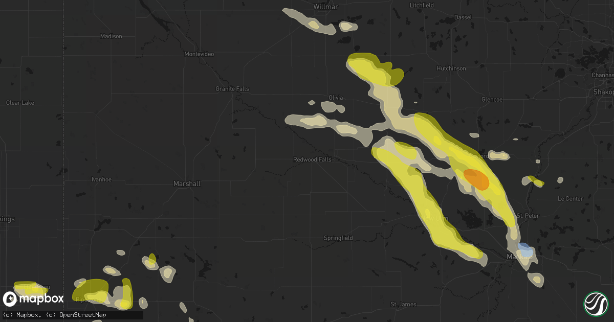 Hail map in Redwood Falls, MN on May 24, 2026