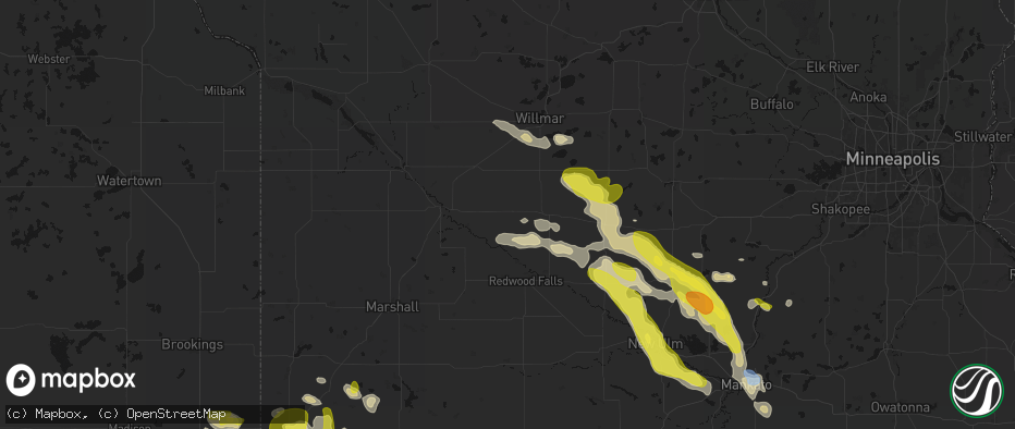 Hail map in Renville, MN on May 24, 2026