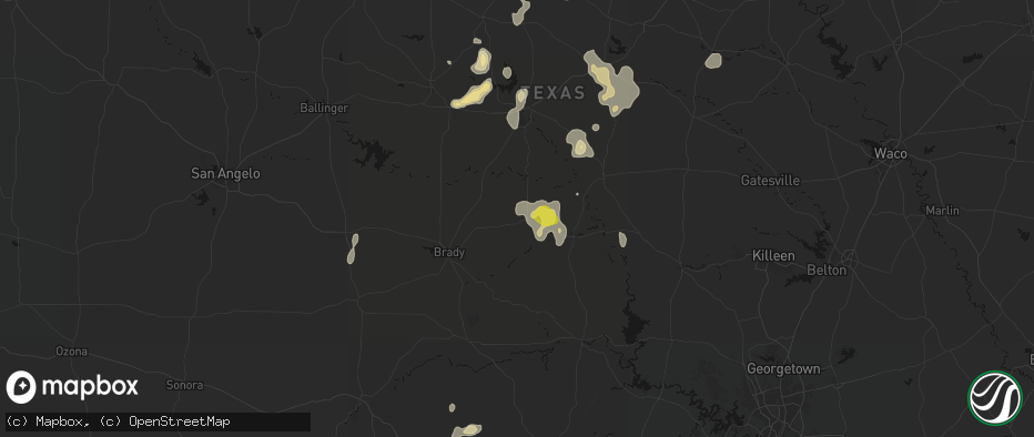 Hail map in Richland Springs, TX on May 24, 2026