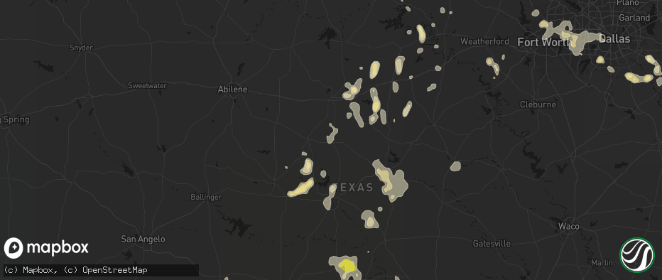 Hail map in Rising Star, TX on May 24, 2026