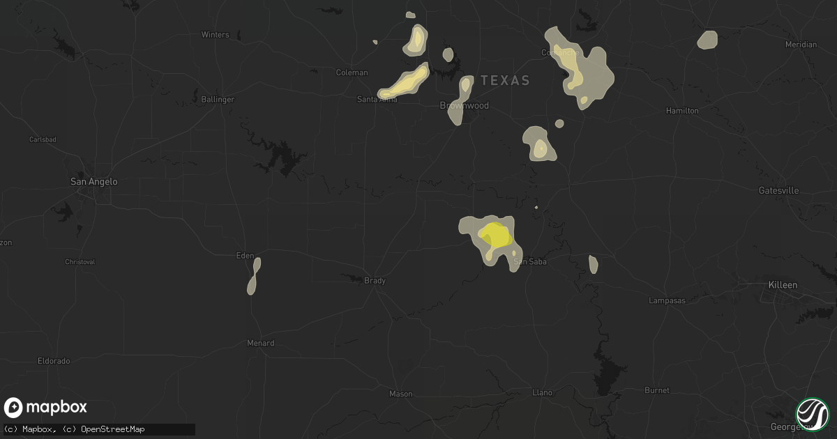 Hail map in Rochelle, TX on May 24, 2026