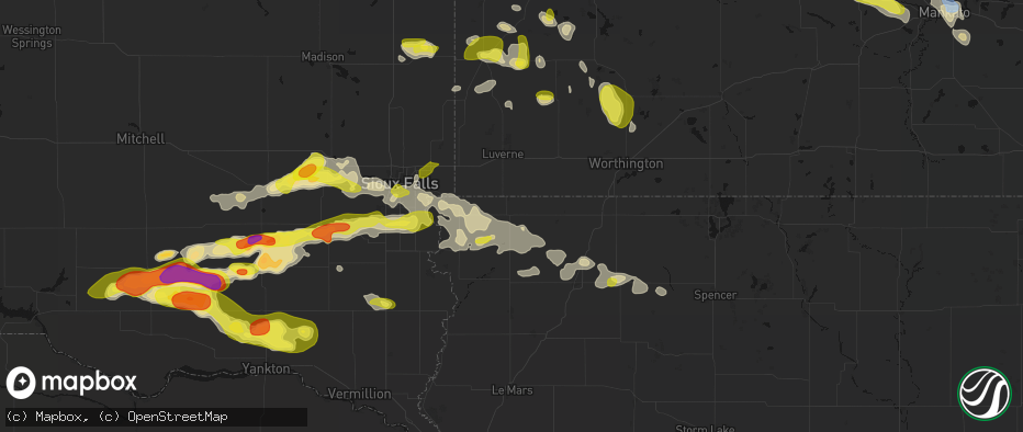 Hail map in Rock Rapids, IA on May 24, 2026