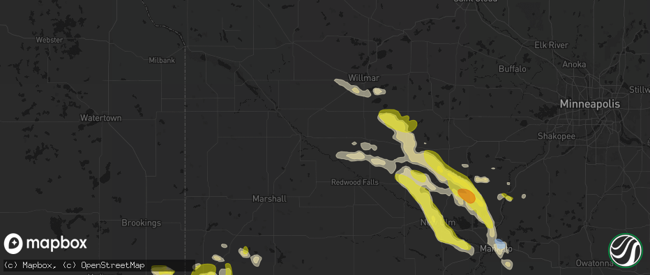 Hail map in Sacred Heart, MN on May 24, 2026