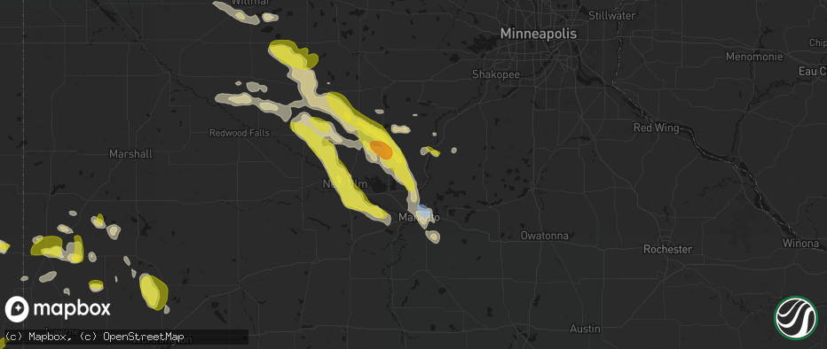 Hail map in Saint Peter, MN on May 24, 2026