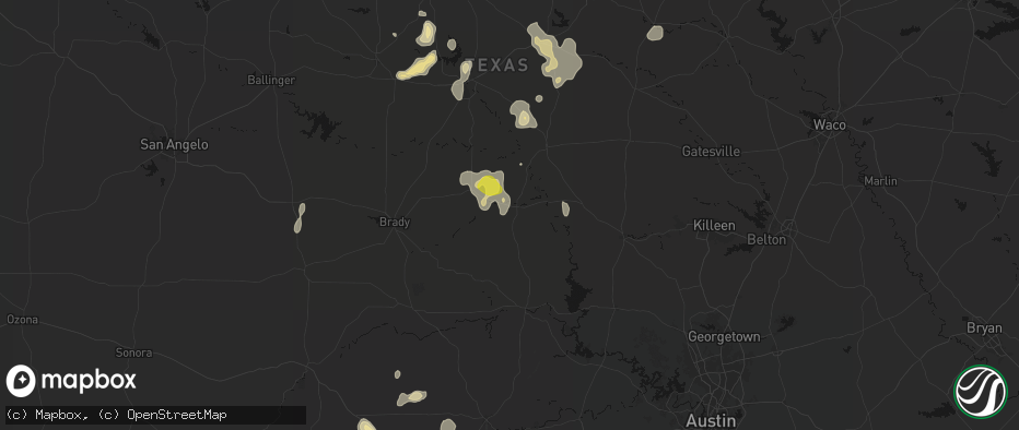 Hail map in San Saba, TX on May 24, 2026