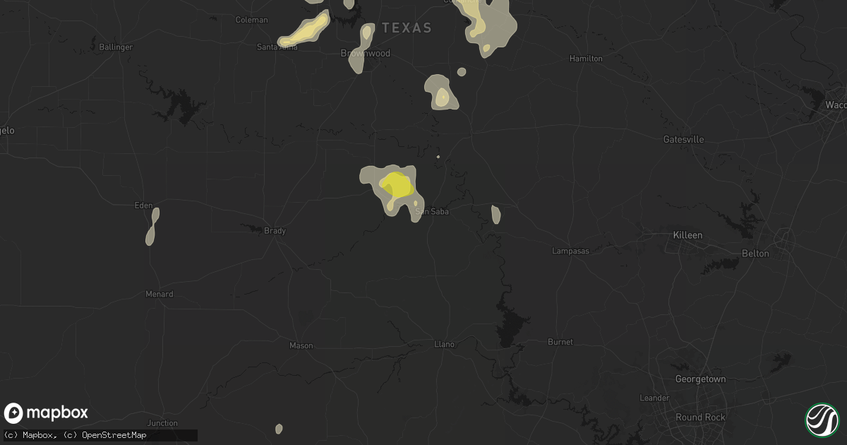 Hail map in San Saba, TX on May 24, 2026