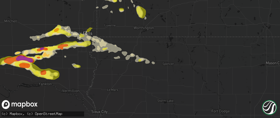 Hail map in Sanborn, IA on May 24, 2026