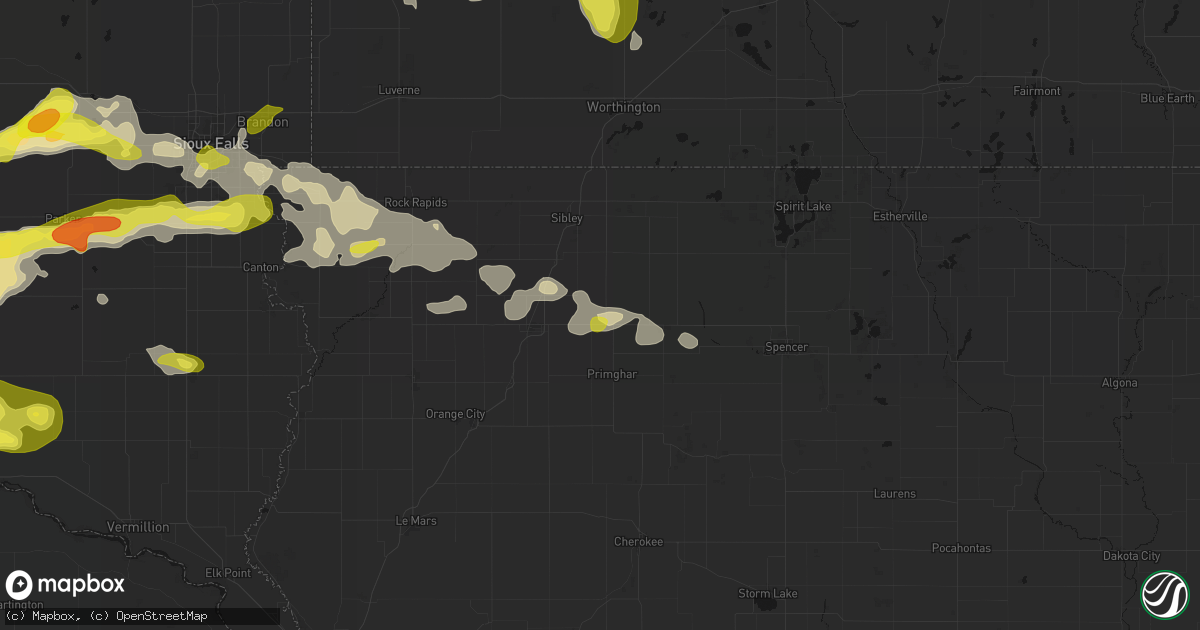 Hail map in Sanborn, IA on May 24, 2026