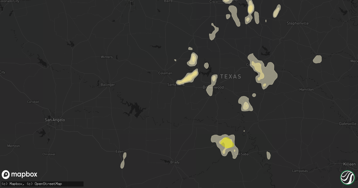 Hail map in Santa Anna, TX on May 24, 2026