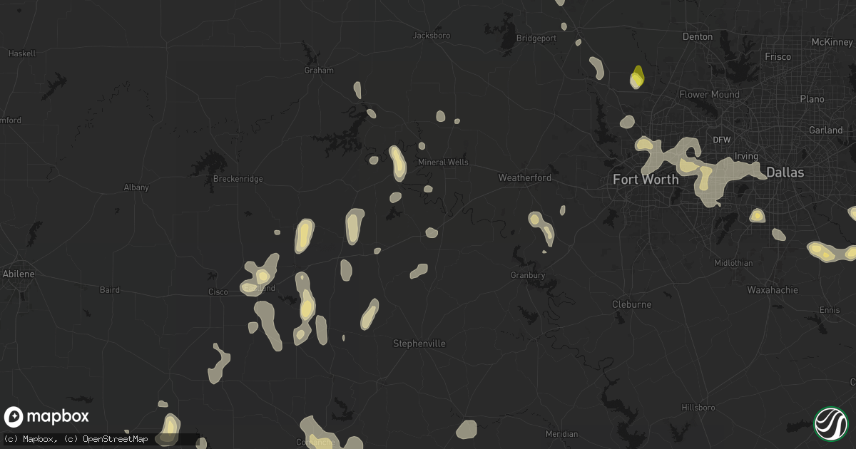 Hail map in Santo, TX on May 24, 2026