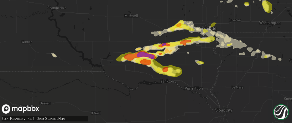 Hail map in Scotland, SD on May 24, 2026