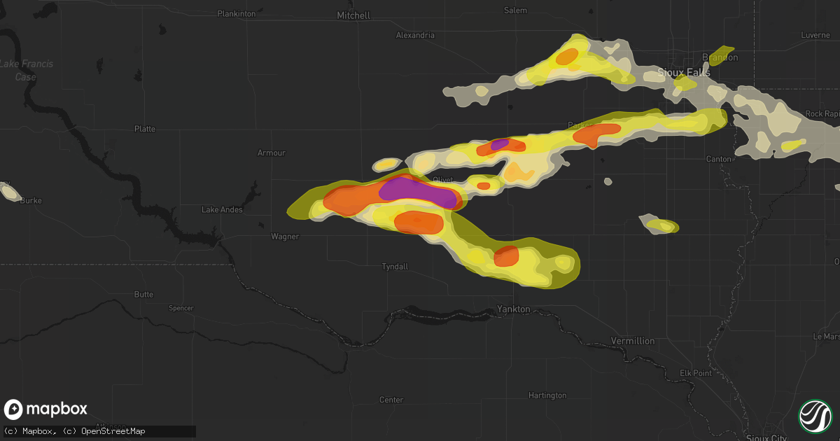 Hail map in Scotland, SD on May 24, 2026