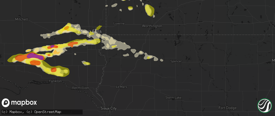 Hail map in Sheldon, IA on May 24, 2026