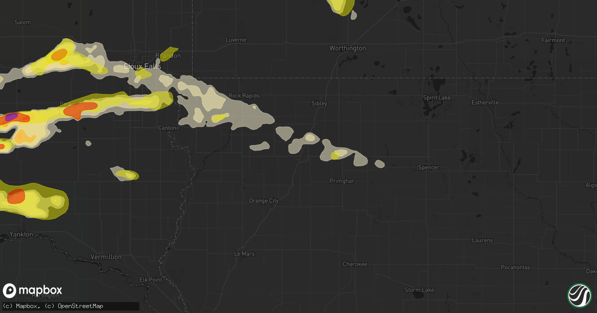 Hail map in Sheldon, IA on May 24, 2026