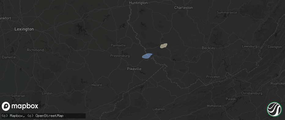 Hail map in Sidney, KY on May 24, 2026