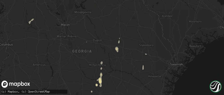 Hail map in Soperton, GA on May 24, 2026