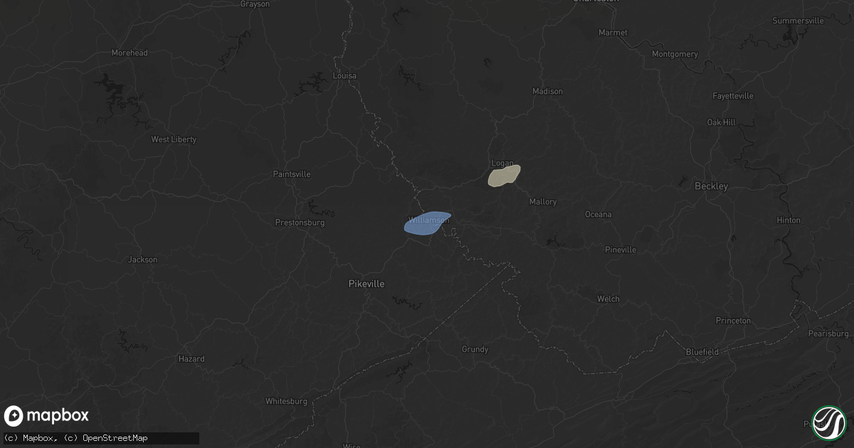 Hail map in South Williamson, KY on May 24, 2026