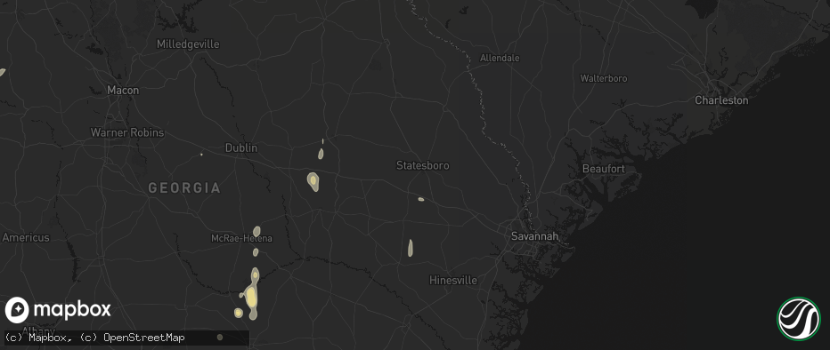 Hail map in Statesboro, GA on May 24, 2026