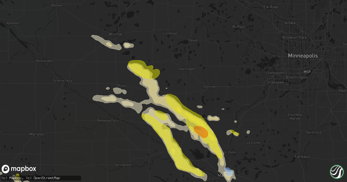 Hail map in Stewart, MN on May 24, 2026