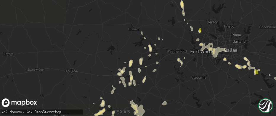 Hail map in Strawn, TX on May 24, 2026