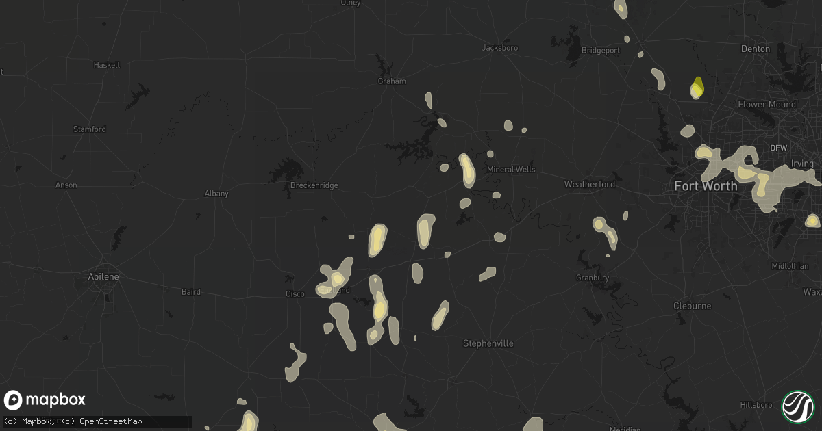 Hail map in Strawn, TX on May 24, 2026