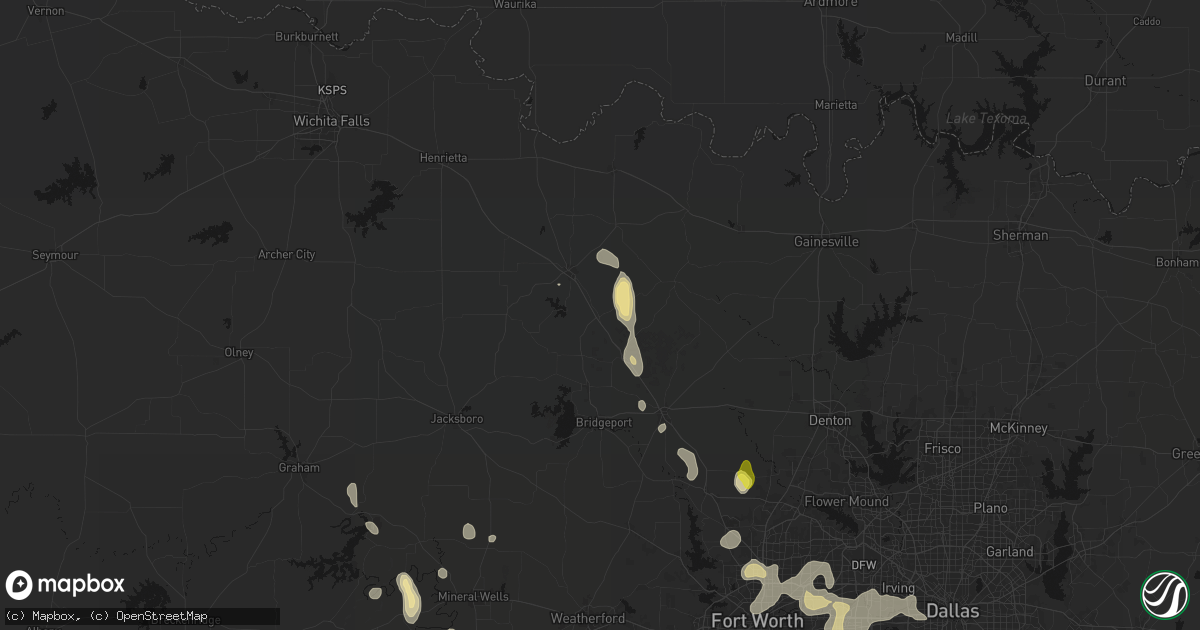 Hail map in Sunset, TX on May 24, 2026