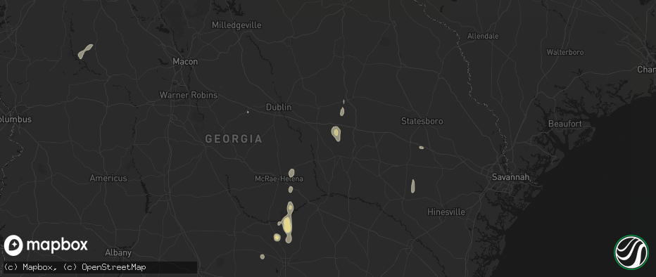 Hail map in Tarrytown, GA on May 24, 2026
