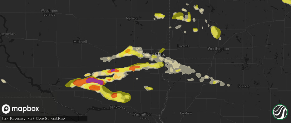 Hail map in Tea, SD on May 24, 2026