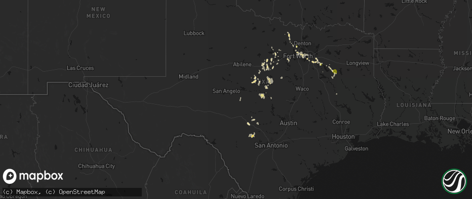 Hail map in Texas on May 24, 2026