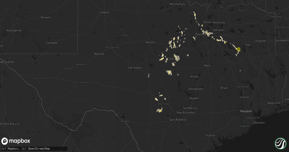Hail map in Texas on May 24, 2026