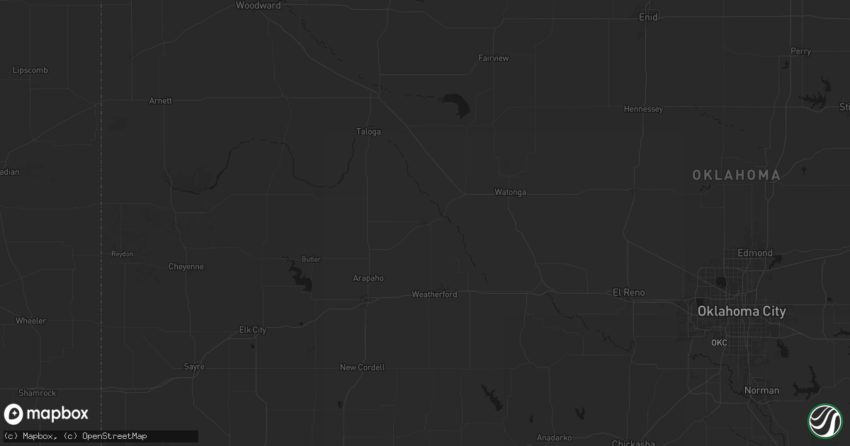 Hail map in Thomas, OK on May 24, 2026