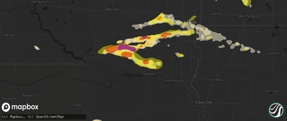 Hail map in Utica, SD on May 24, 2026