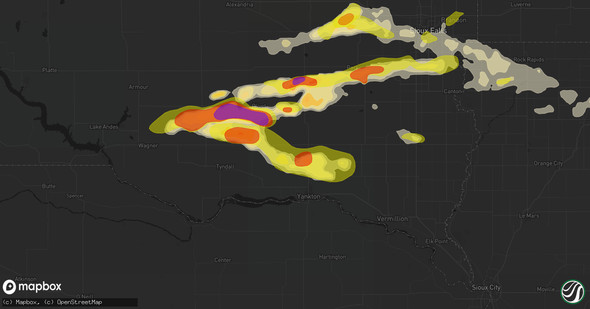 Hail map in Utica, SD on May 24, 2026