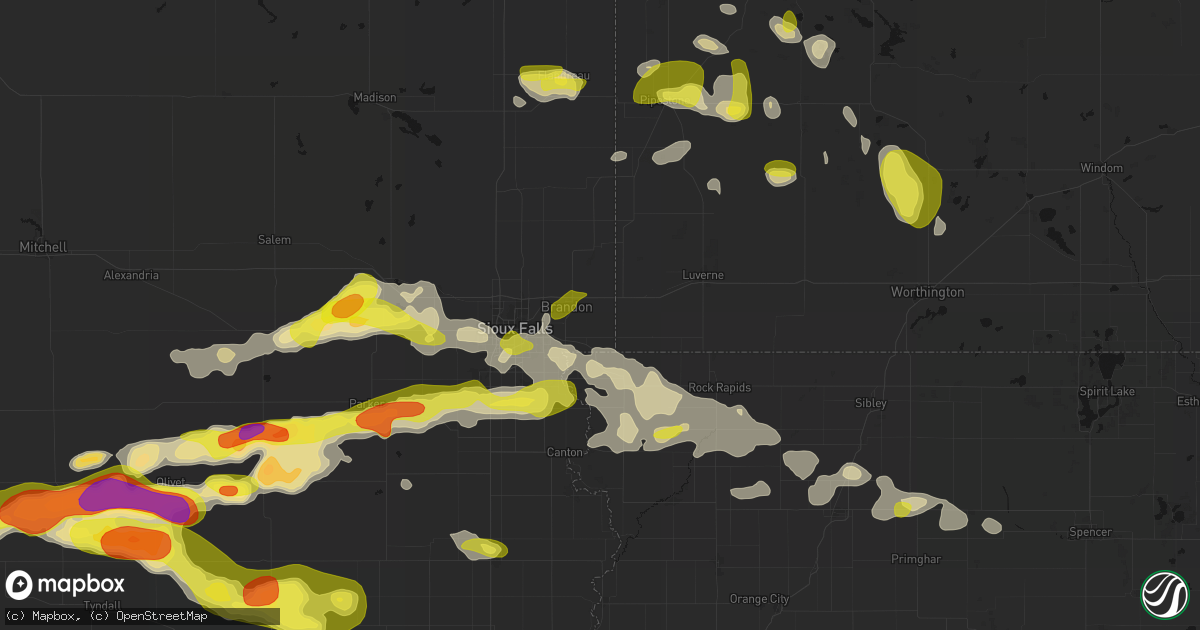 Hail map in Valley Springs, SD on May 24, 2026