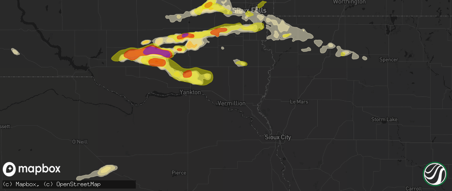 Hail map in Vermillion, SD on May 24, 2026