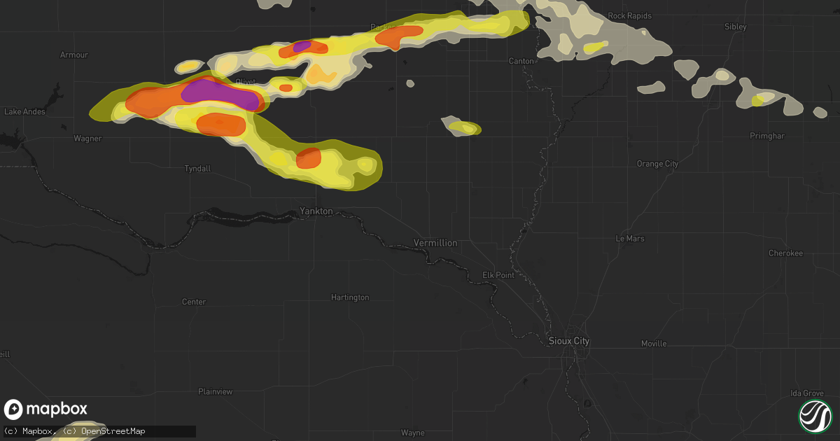 Hail map in Vermillion, SD on May 24, 2026