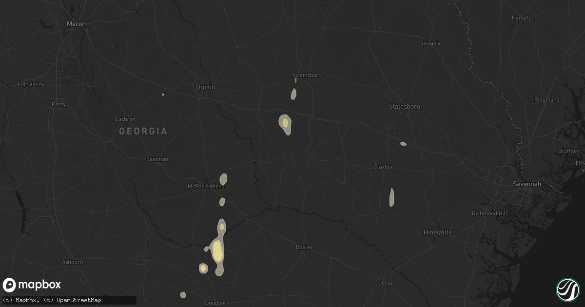 Hail map in Vidalia, GA on May 24, 2026