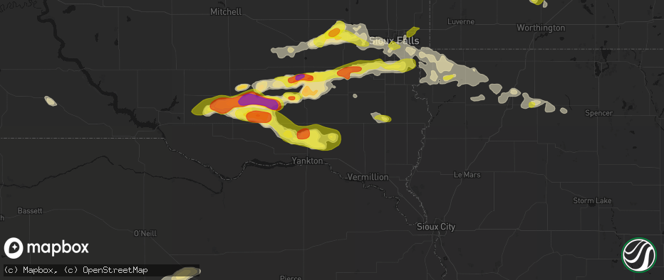 Hail map in Volin, SD on May 24, 2026