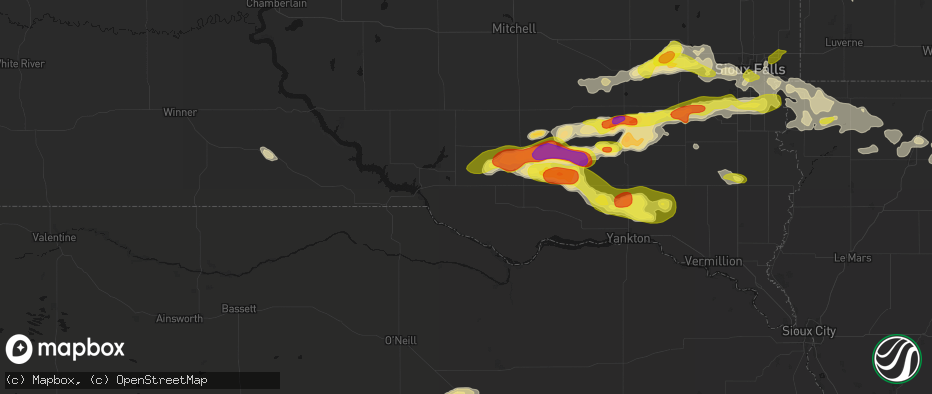 Hail map in Wagner, SD on May 24, 2026