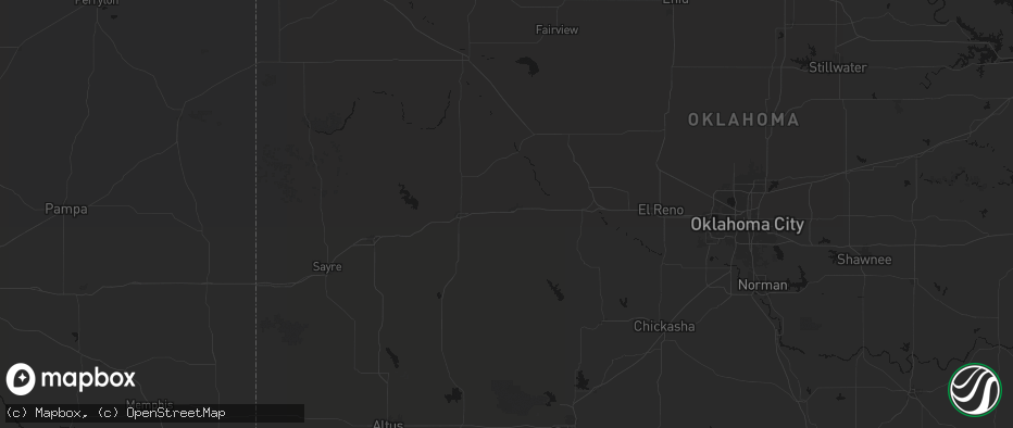 Hail map in Weatherford, OK on May 24, 2026