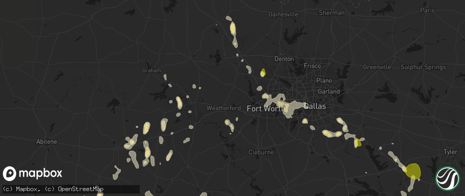 Hail map in Weatherford, TX on May 24, 2026