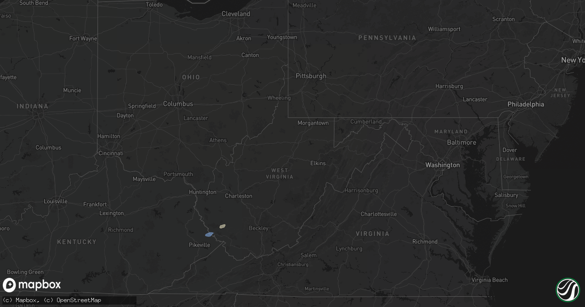 Hail map in West Virginia on May 24, 2026