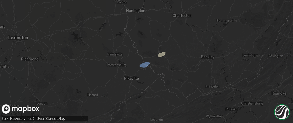 Hail map in Williamson, WV on May 24, 2026