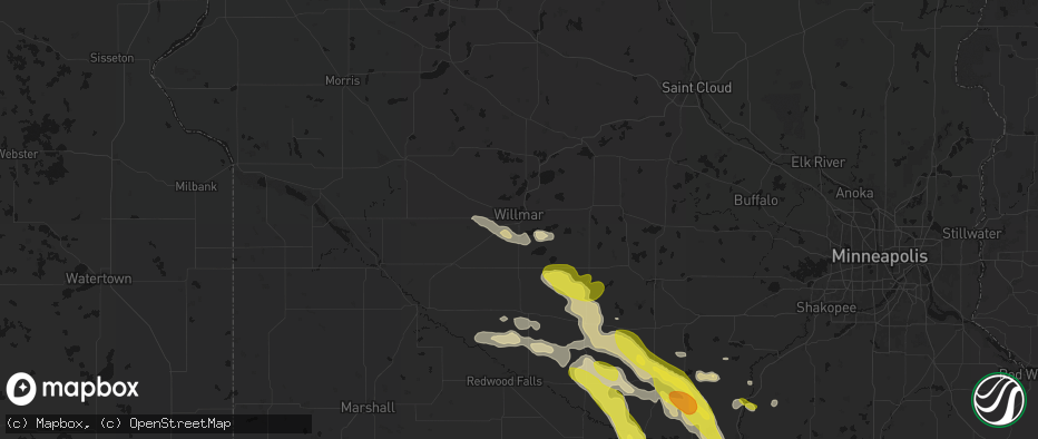Hail map in Willmar, MN on May 24, 2026