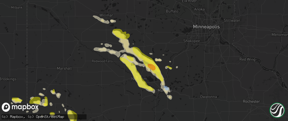 Hail map in Winthrop, MN on May 24, 2026