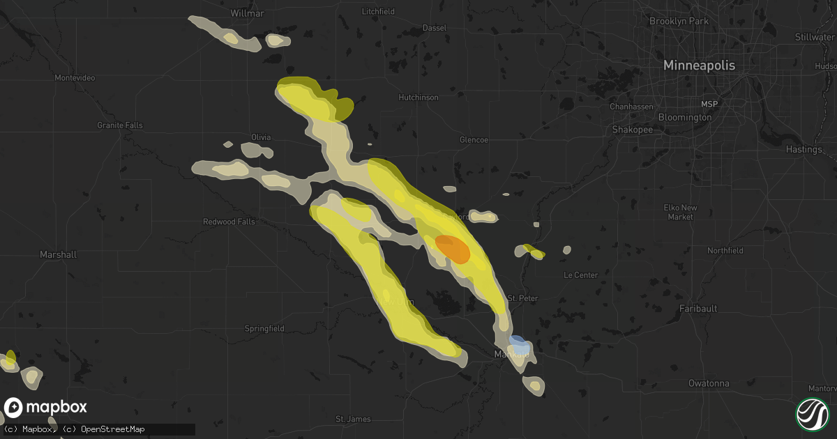 Hail map in Winthrop, MN on May 24, 2026